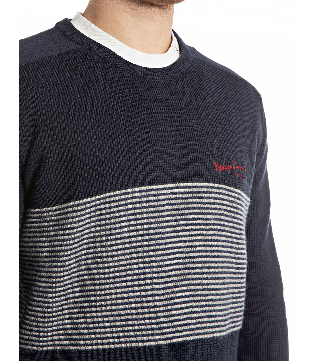 コットンウールバイカラー ワッフルニット 詳細画像 インディゴ 3